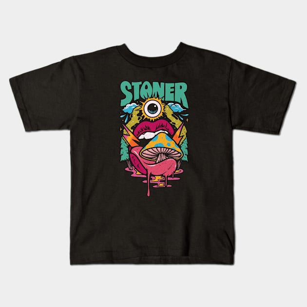 Stoner art Kids T-Shirt by REBRID